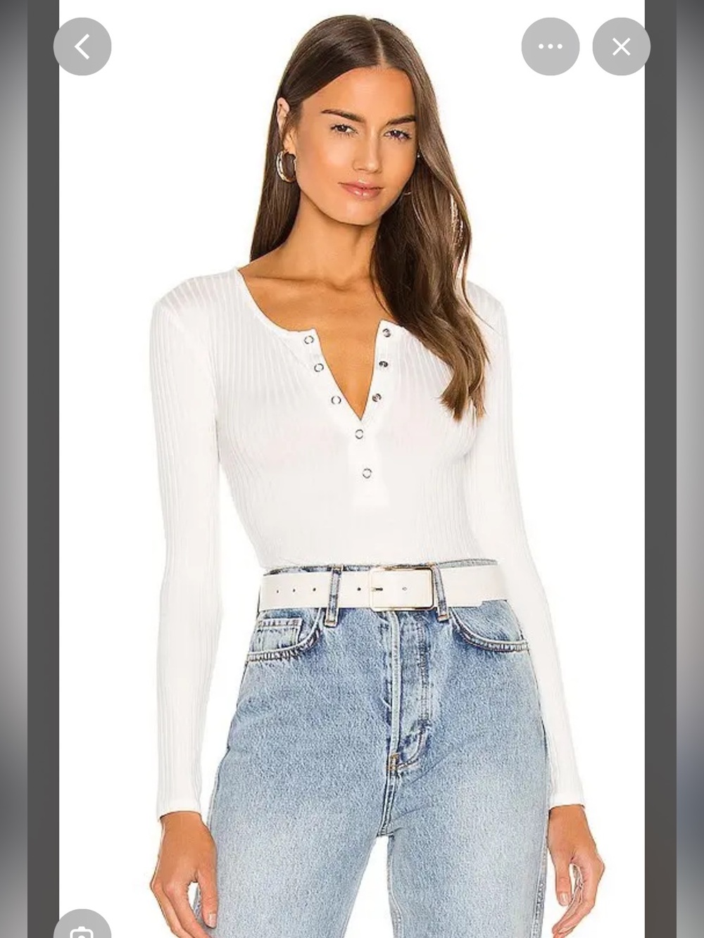 NWT Lovers + Friends Lina cream Henley ribbed bodysuit